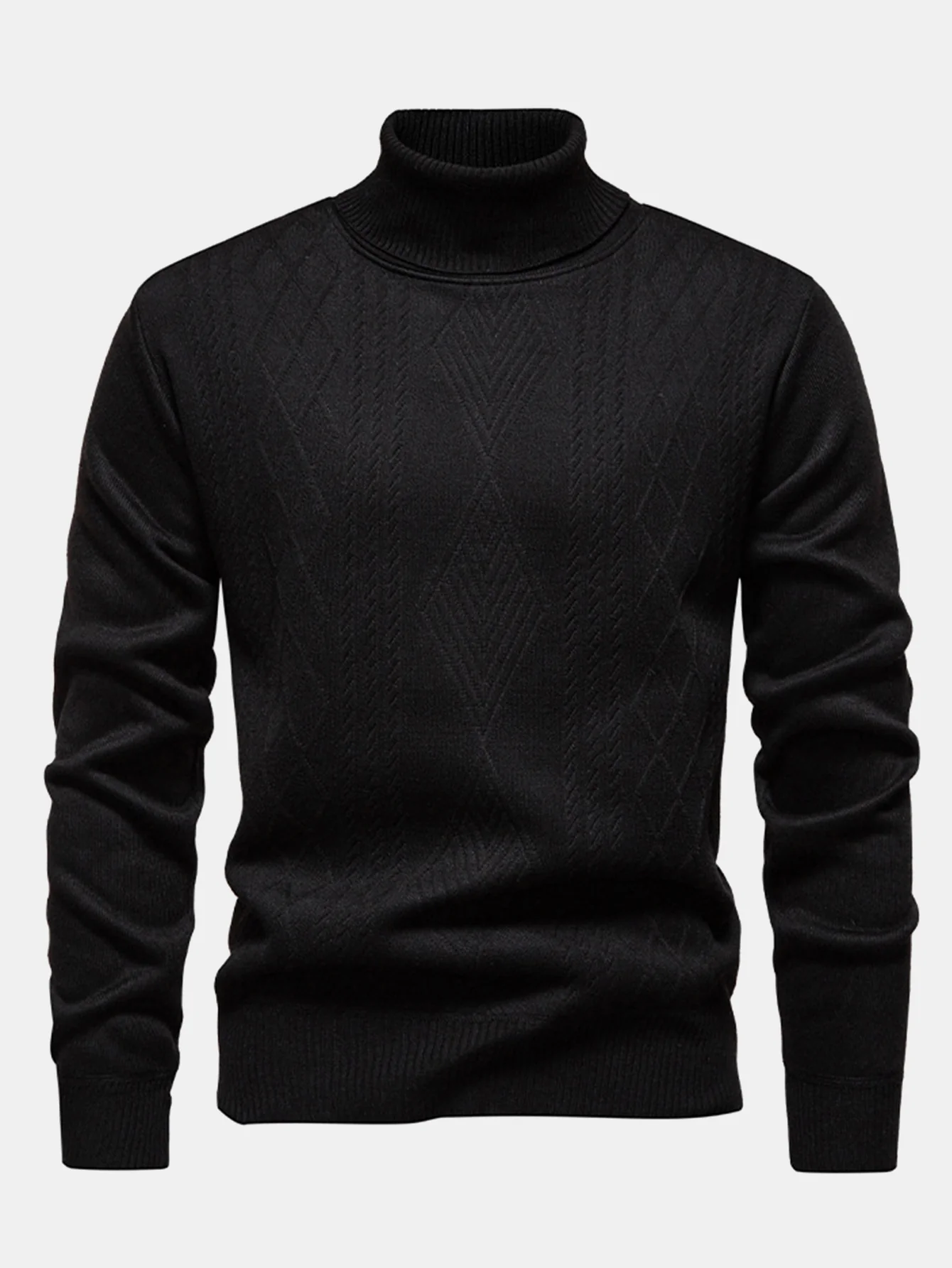Geometrischer Jacquard Rollkragenpullover - Image 5