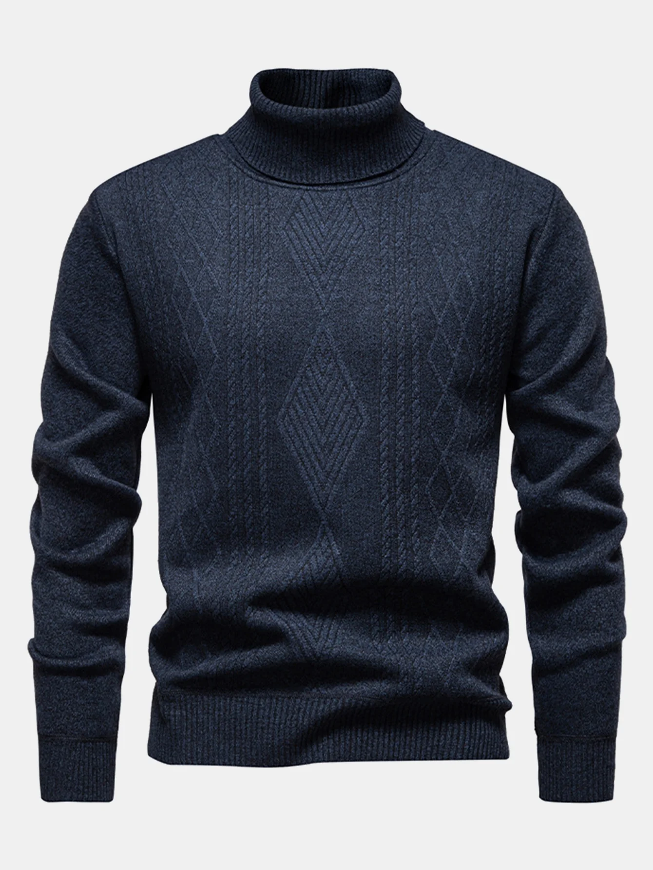 Geometrischer Jacquard Rollkragenpullover - Image 7