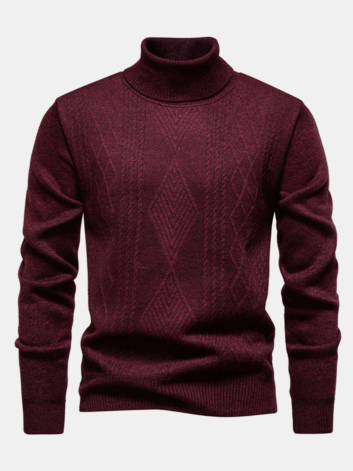 Geometrischer Jacquard Rollkragenpullover - Image 9