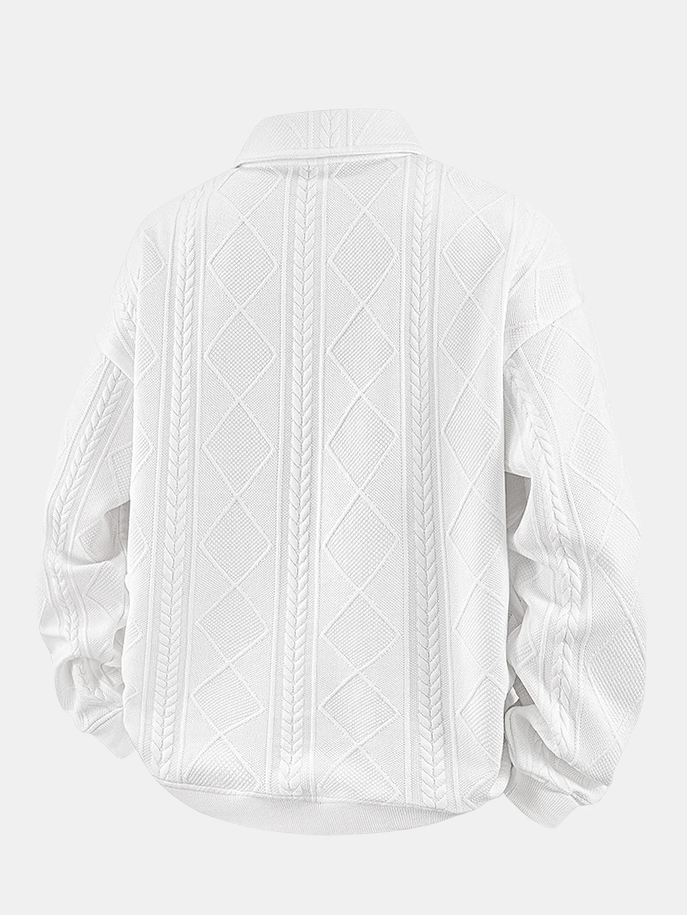 Geometrisches Jacquard Poloshirts Kragen Sweatshirt - Image 2