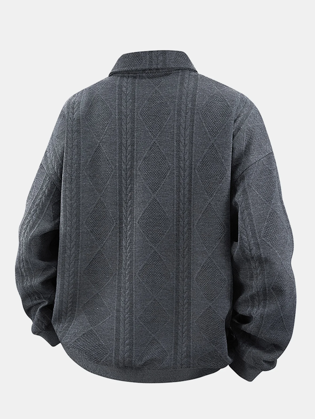 Geometrisches Jacquard Poloshirts Kragen Sweatshirt - Image 4