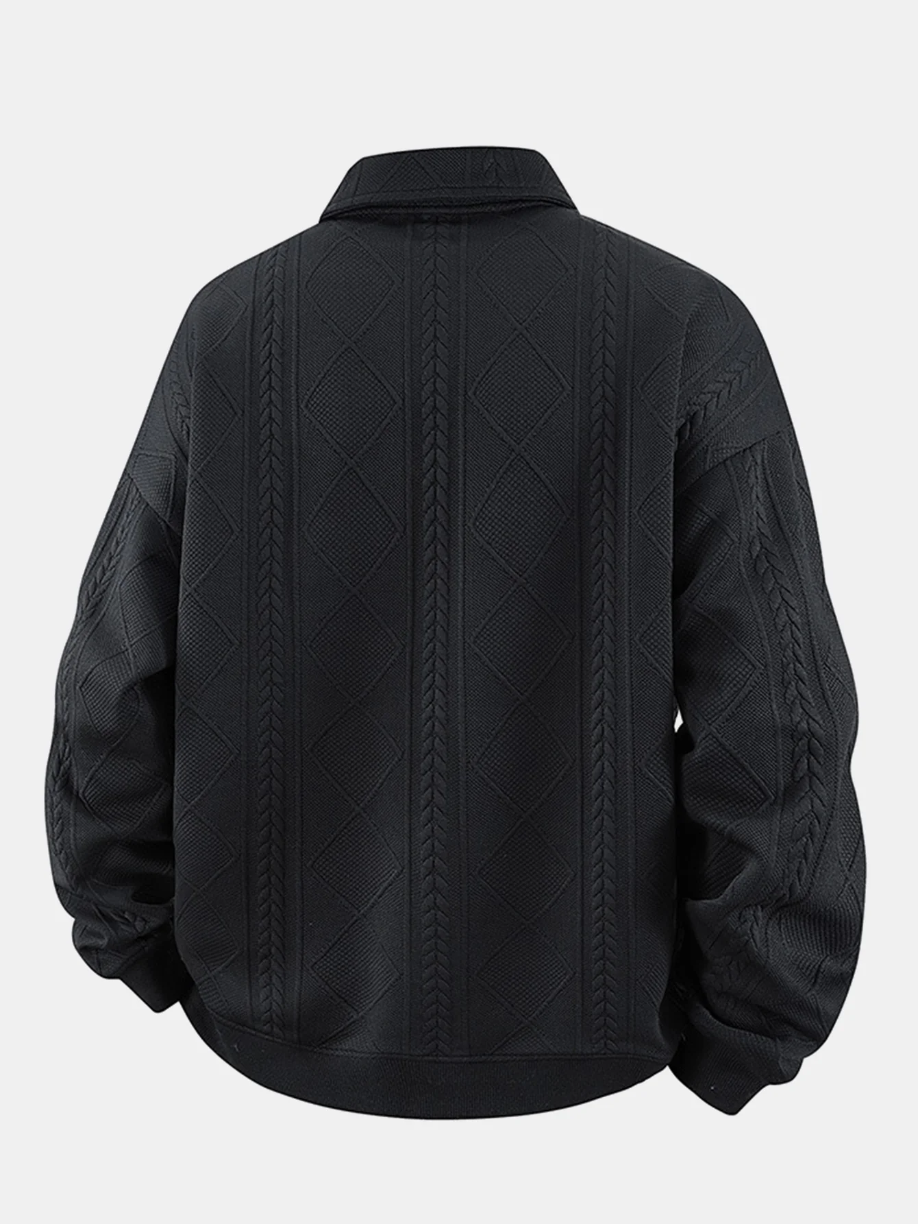 Geometrisches Jacquard Poloshirts Kragen Sweatshirt - Image 6