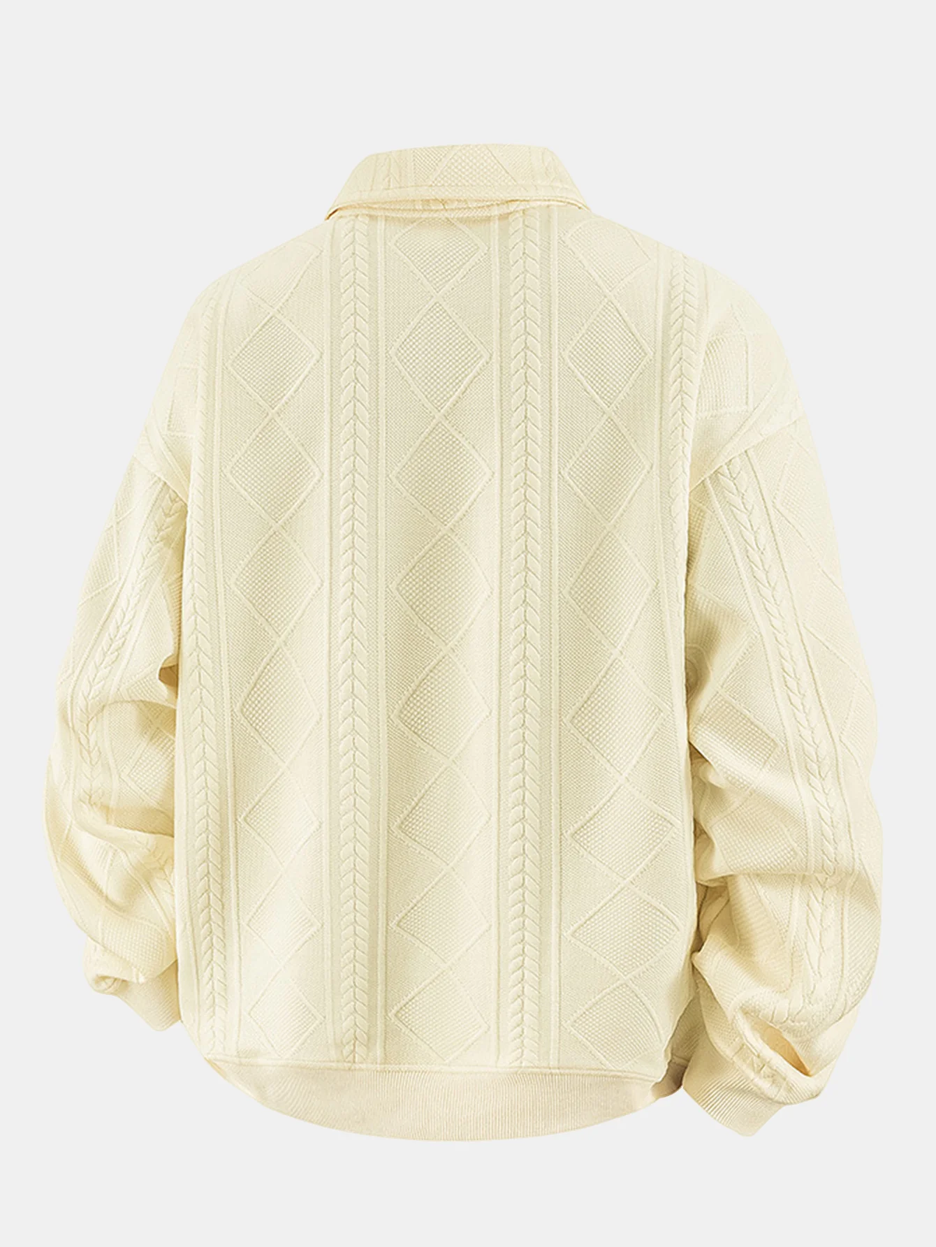 Geometrisches Jacquard Poloshirts Kragen Sweatshirt - Image 8