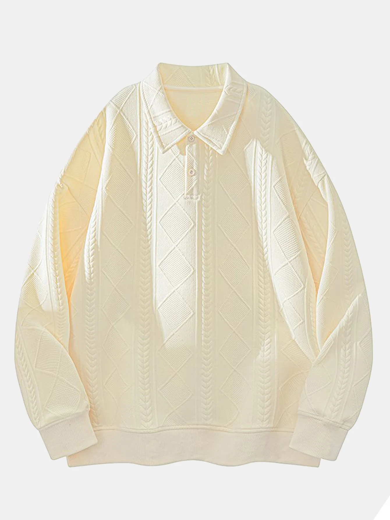 Geometrisches Jacquard Poloshirts Kragen Sweatshirt - Image 10