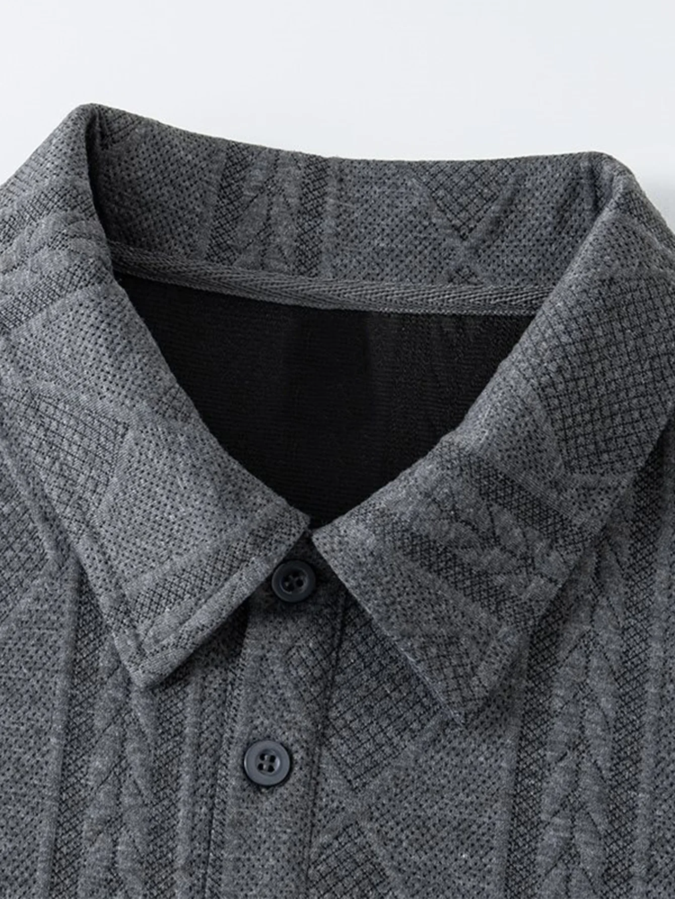 Geometrisches Jacquard Poloshirts Kragen Sweatshirt - Image 15