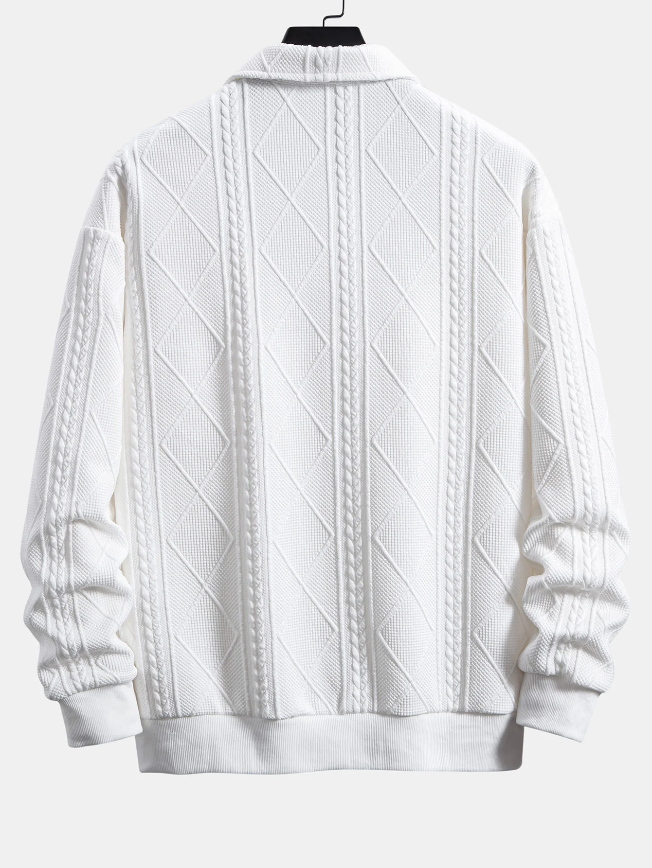 Geometrisches Jacquard Poloshirts Kragen Sweatshirt - Image 2
