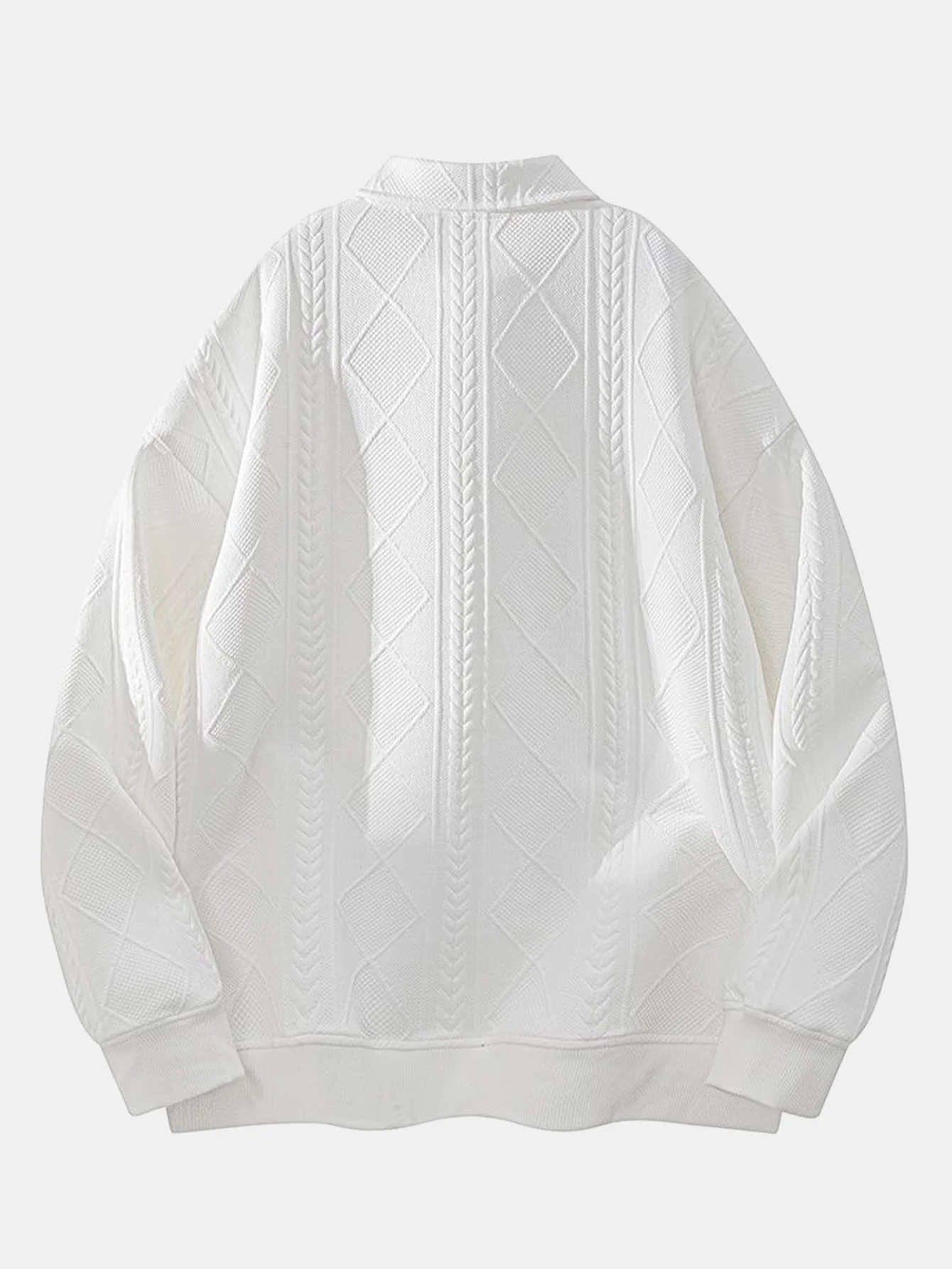 Geometrisches Jacquard Poloshirts Kragen Sweatshirt - Image 4