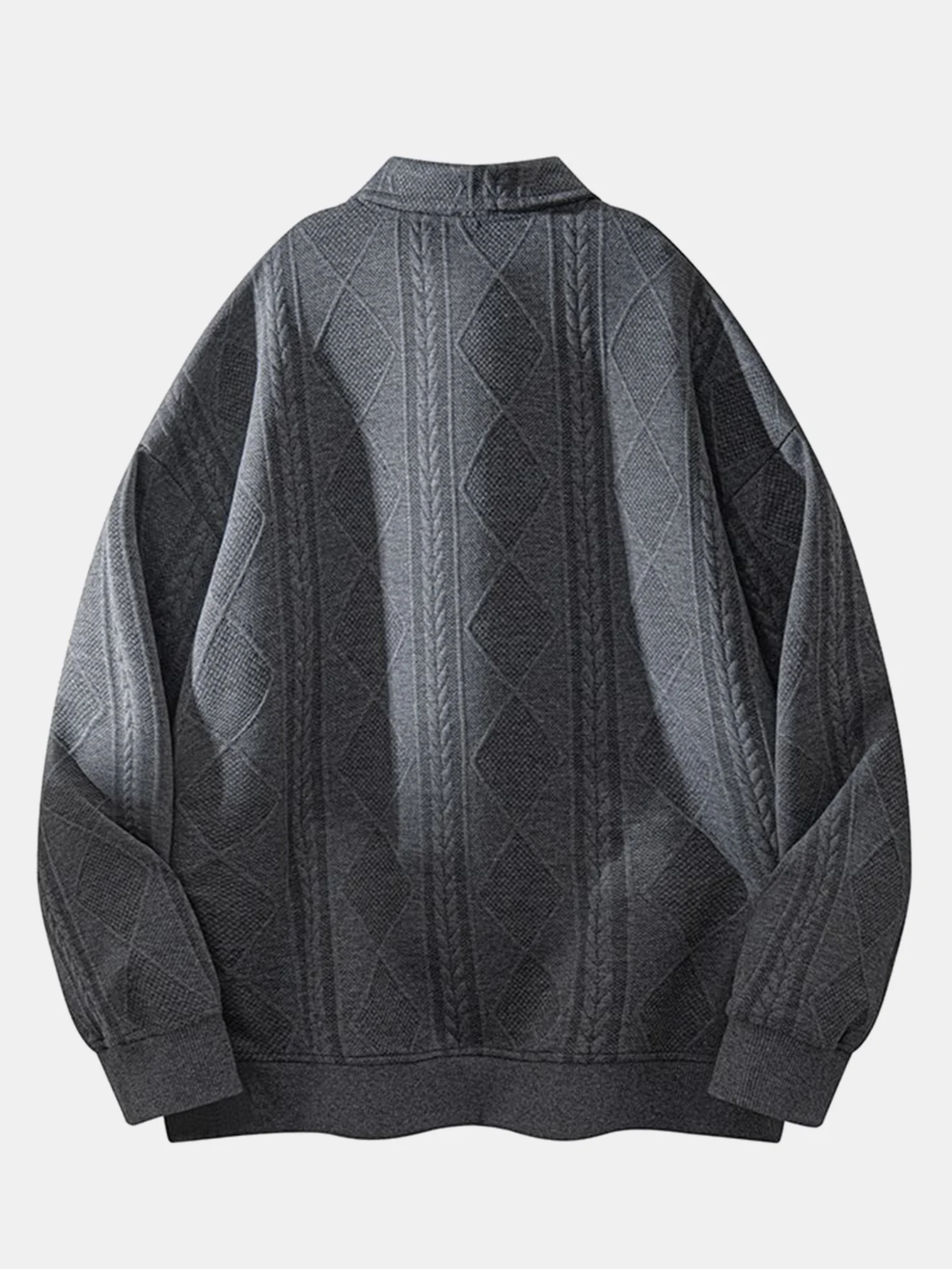 Geometrisches Jacquard Poloshirts Kragen Sweatshirt - Image 8