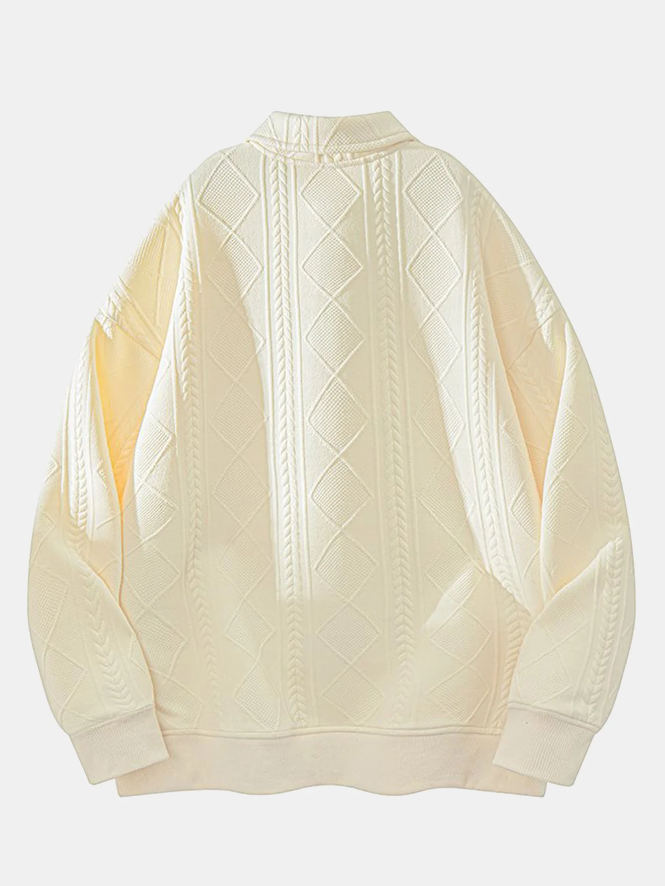Geometrisches Jacquard Poloshirts Kragen Sweatshirt - Image 9