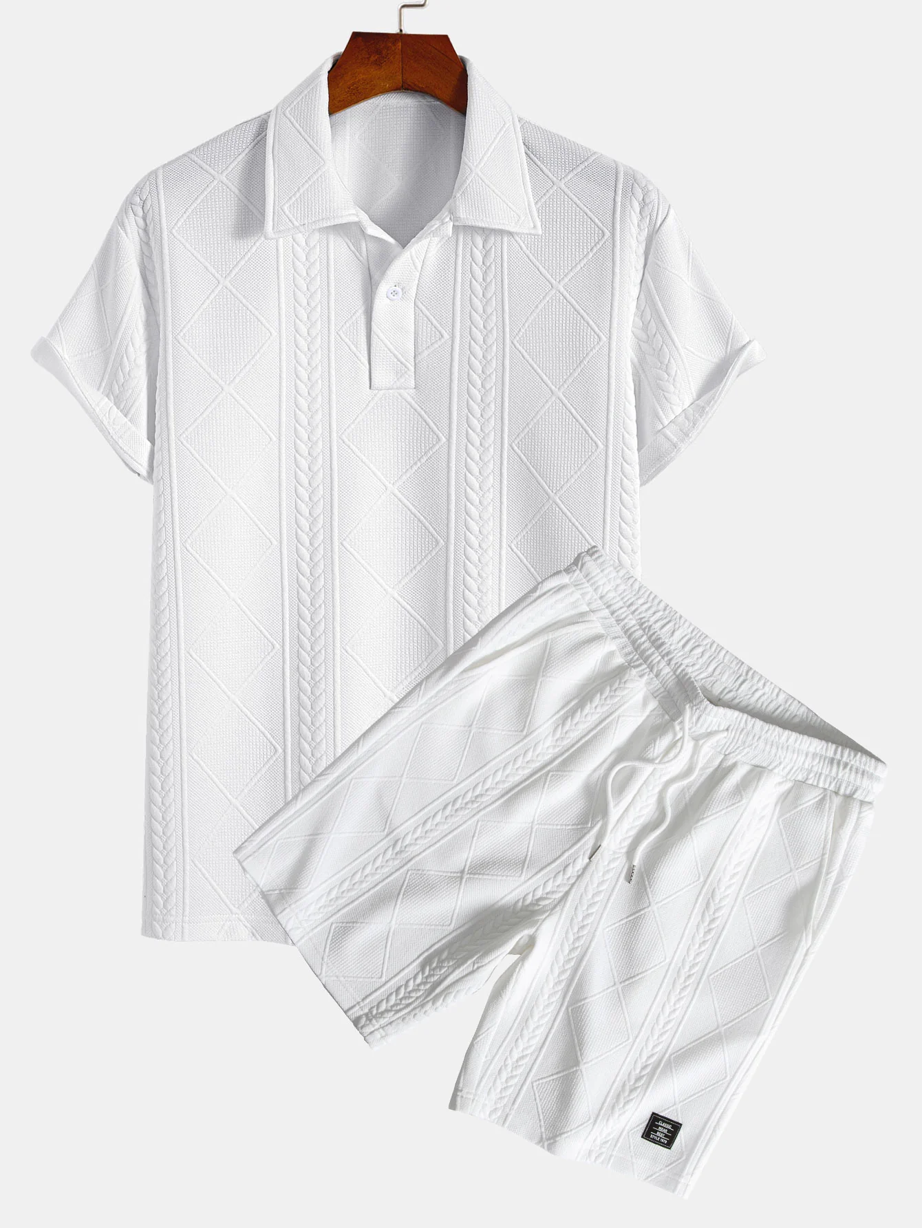 Geometrisches Jacquard-Polo & Shorts - Image 2