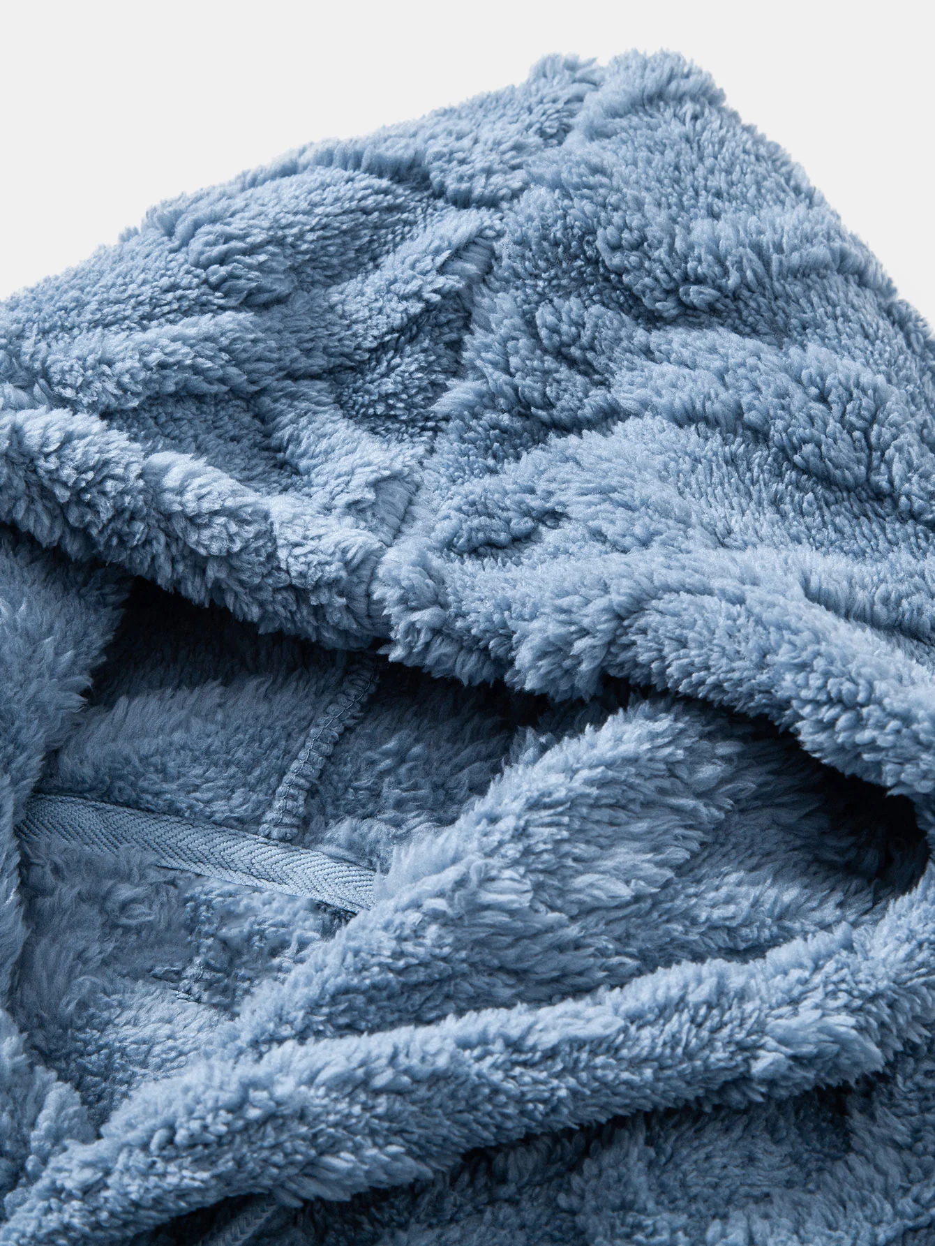Relax Fit Geometric Jacquard Teddy Fleece Hoodie - Image 11