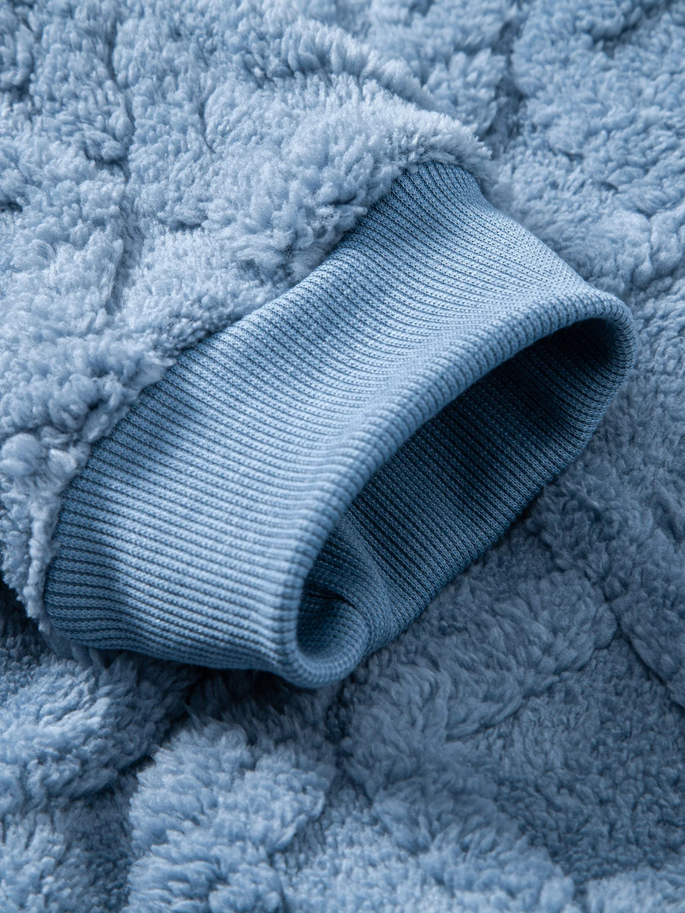 Relax Fit Geometric Jacquard Teddy Fleece Hoodie - Image 13