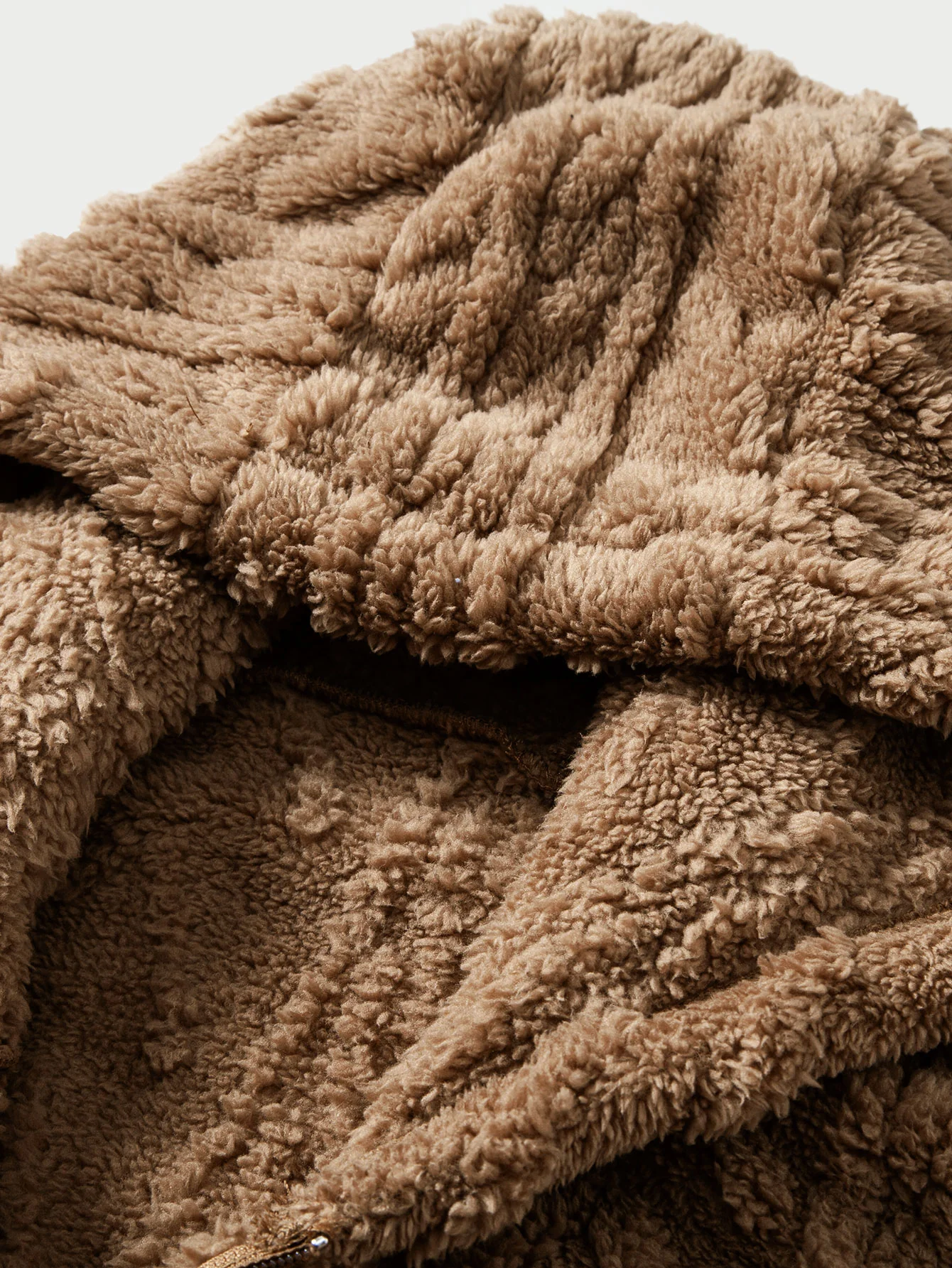 Geometric Jacquard Teddy Fleece Zip Up Hoodie - Image 5