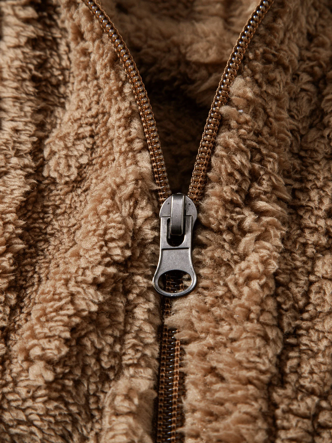 Geometric Jacquard Teddy Fleece Zip Up Hoodie - Image 6