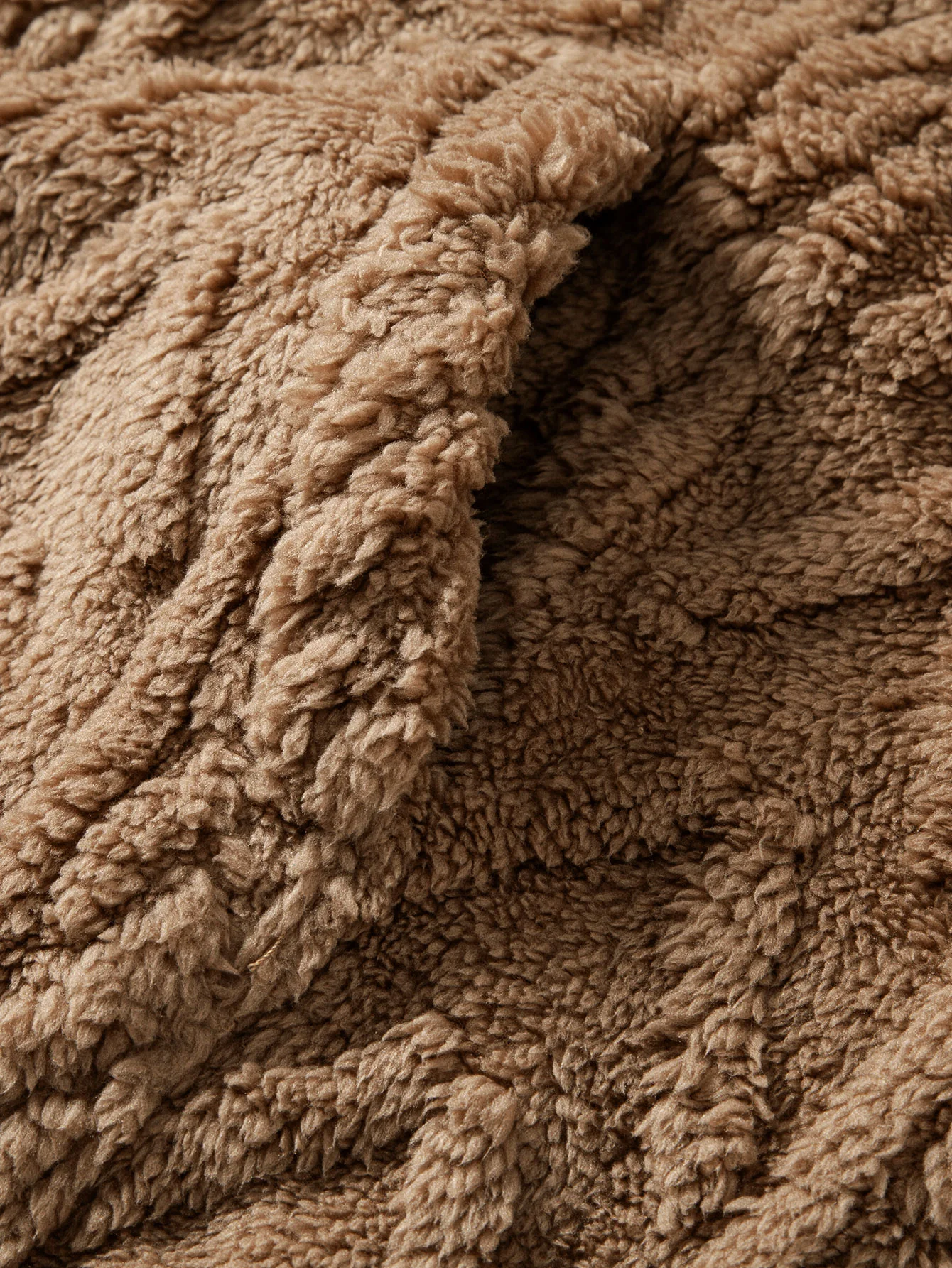 Geometric Jacquard Teddy Fleece Zip Up Hoodie - Image 8