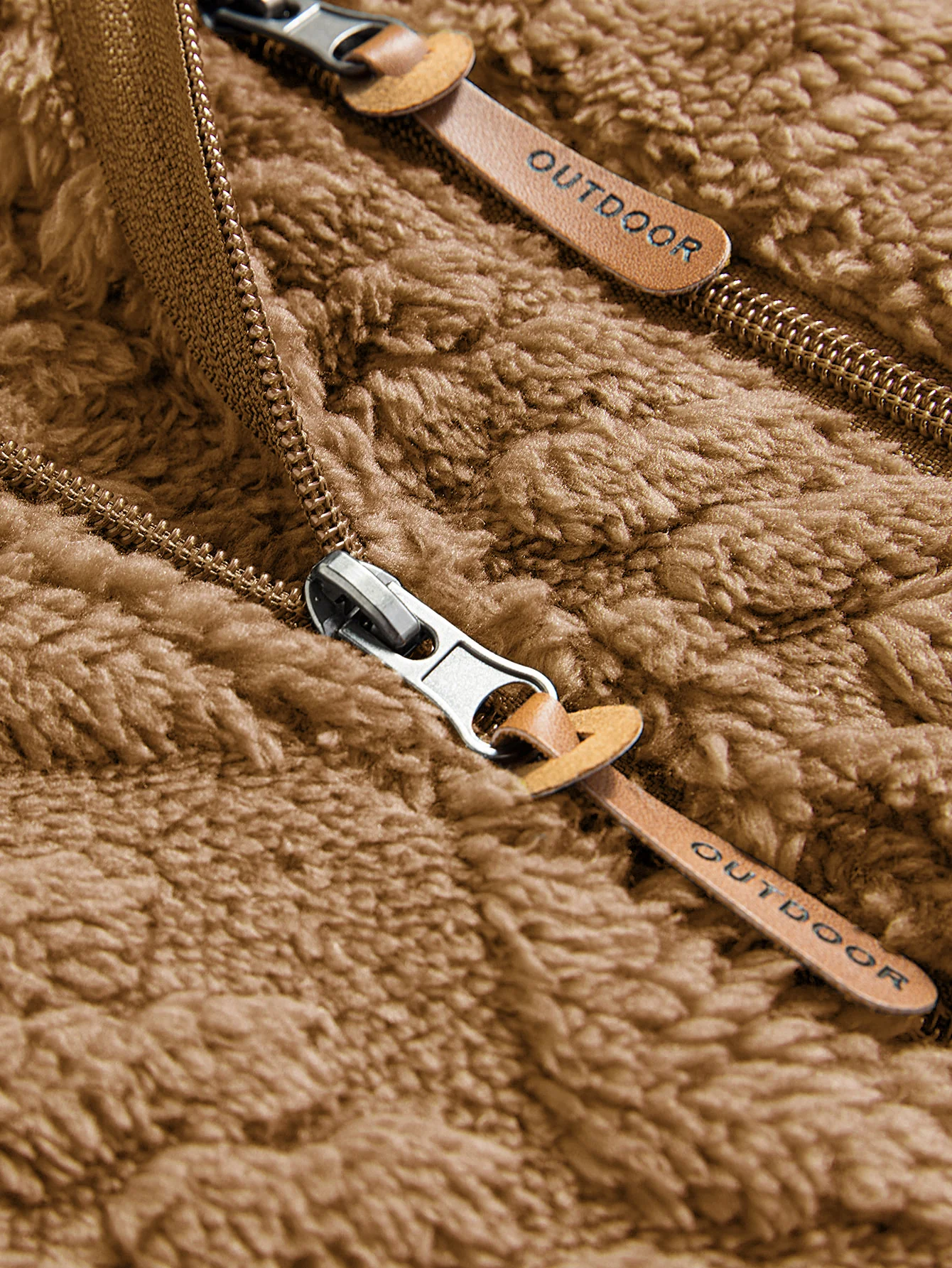 Geometric Jacquard Teddy Half-Zip Hoodie - Image 10
