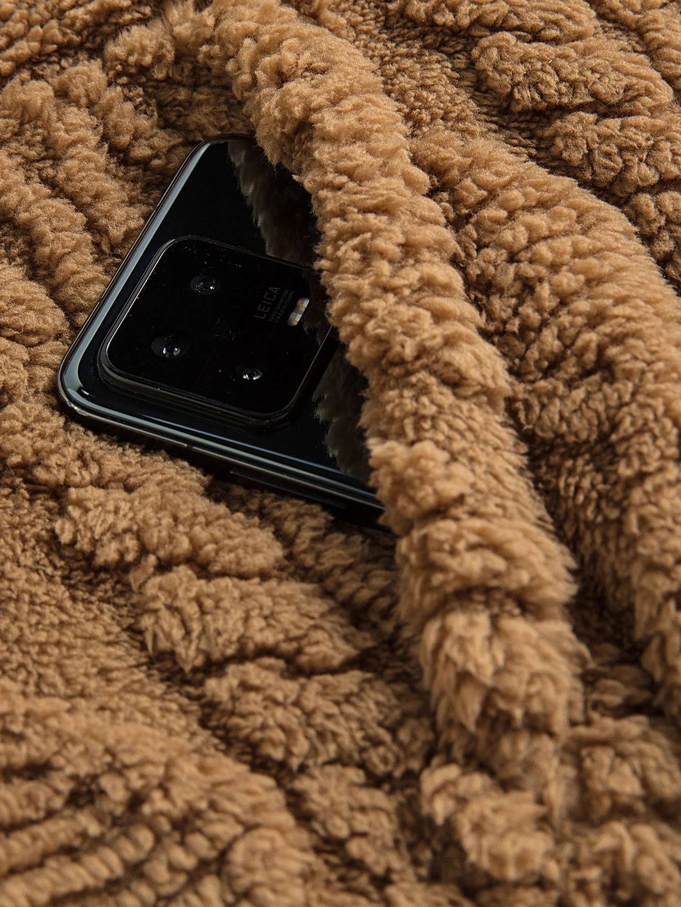 Geometric Jacquard Teddy Half-Zip Hoodie - Image 12
