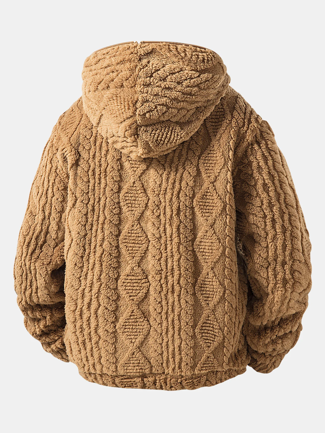Geometric Jacquard Teddy Half-Zip Hoodie - Image 2