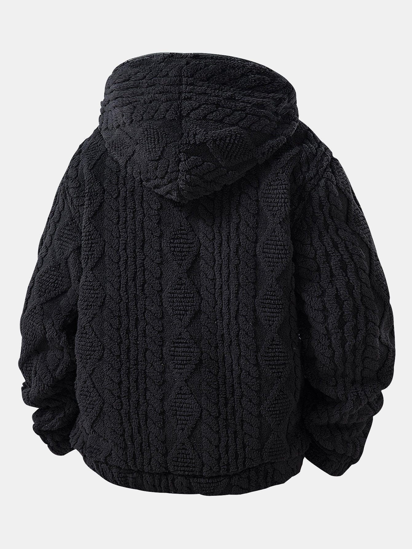 Geometric Jacquard Teddy Half-Zip Hoodie - Image 4