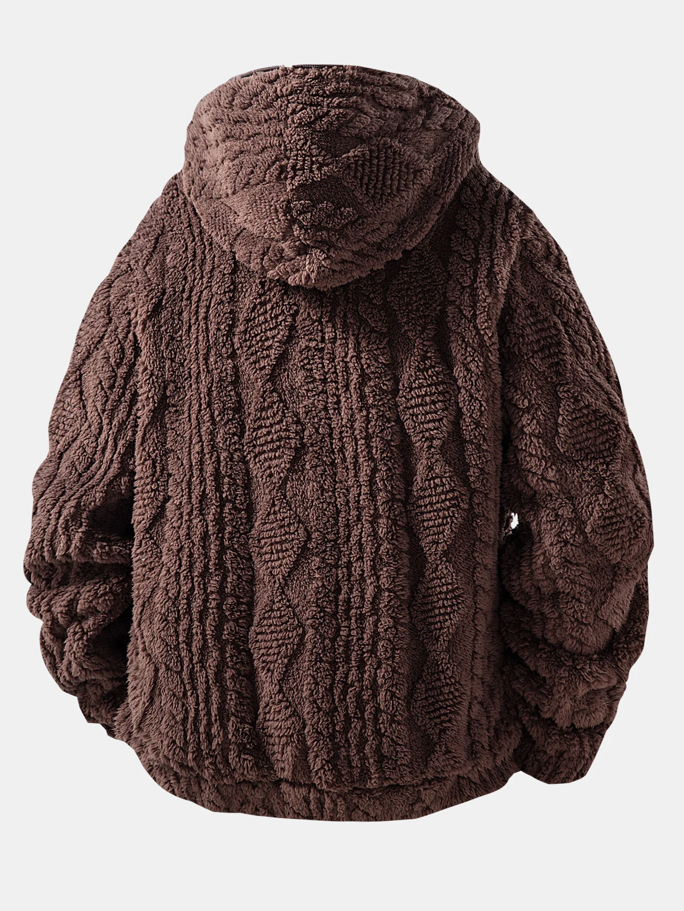 Geometric Jacquard Teddy Half-Zip Hoodie - Image 6
