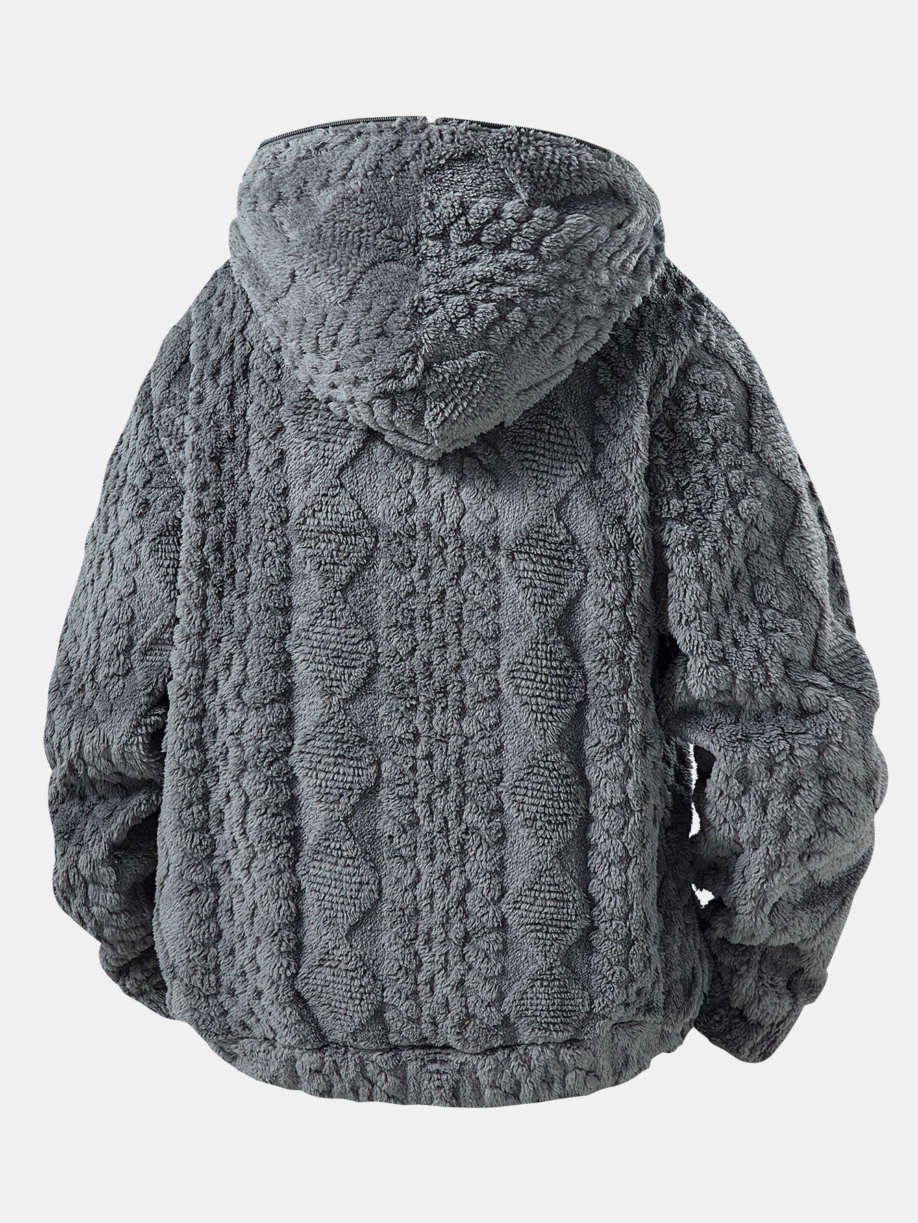 Geometric Jacquard Teddy Half-Zip Hoodie - Image 8