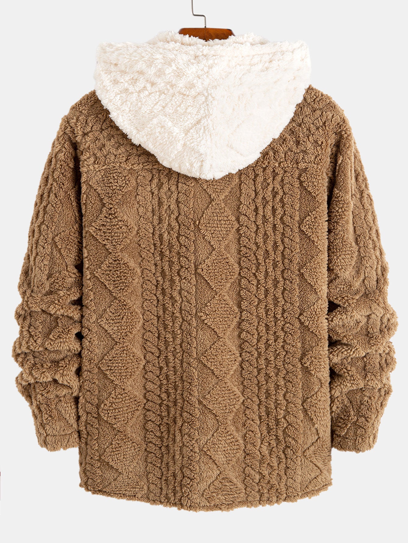 Geometric Jacquard Teddy Hooded Shirt - Image 2