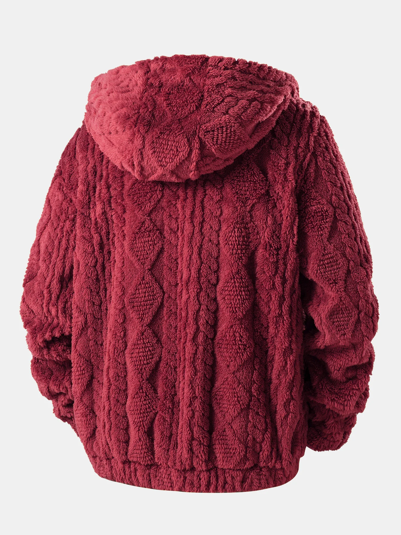 Geometric Jacquard Teddy Hoodie - Image 2