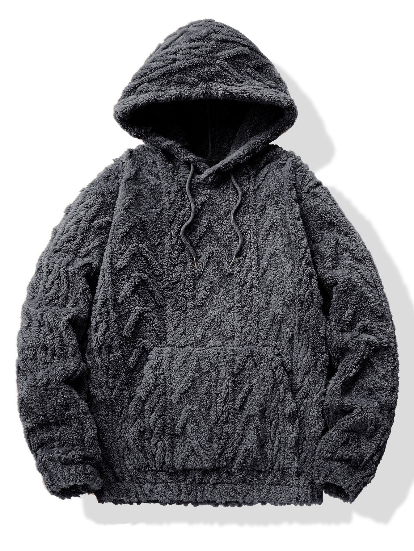 Geometrischer Jacquard Teddy Hoodie - Image 2