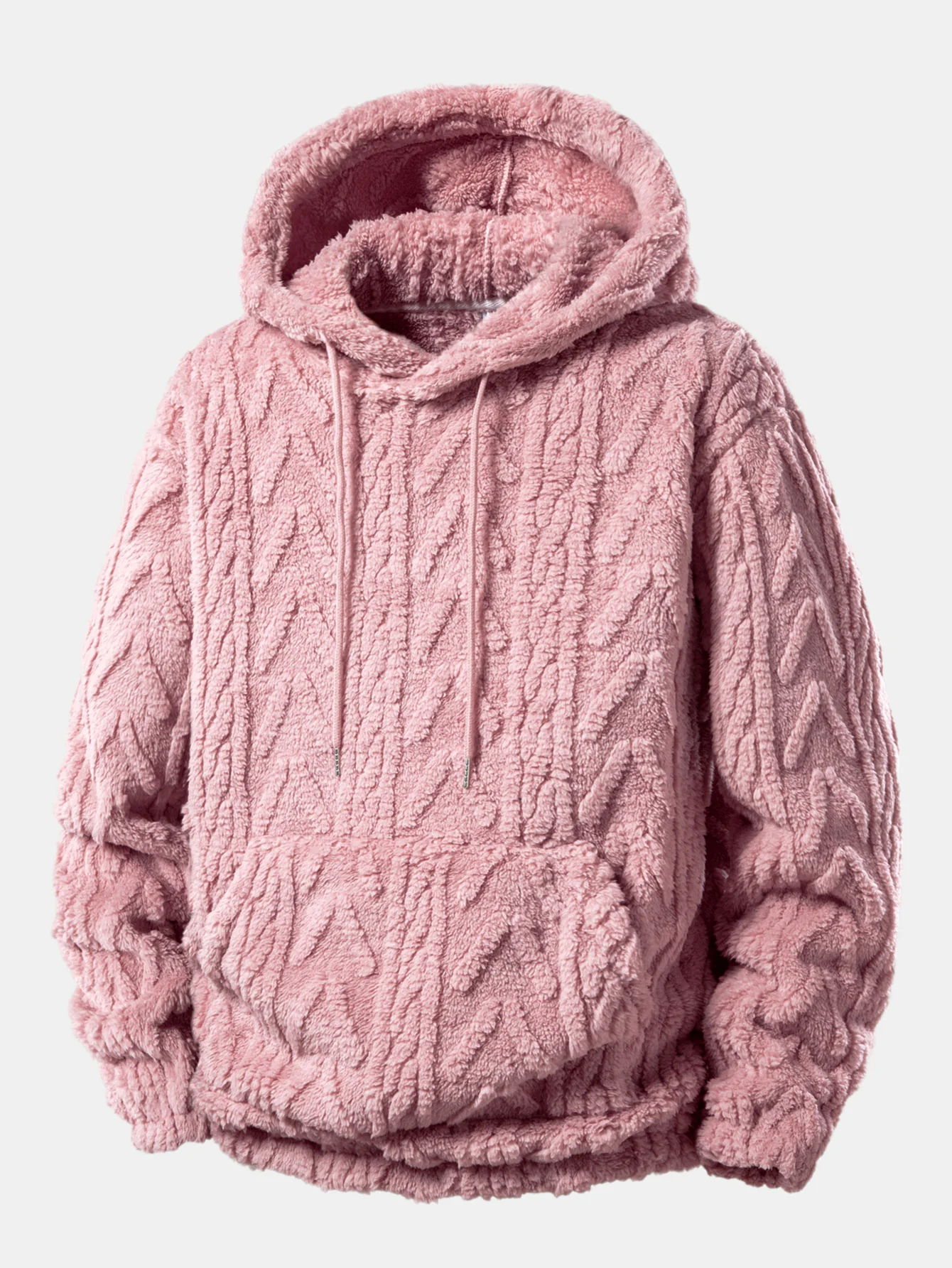 Geometric Jacquard Teddy Hoodie - Image 3