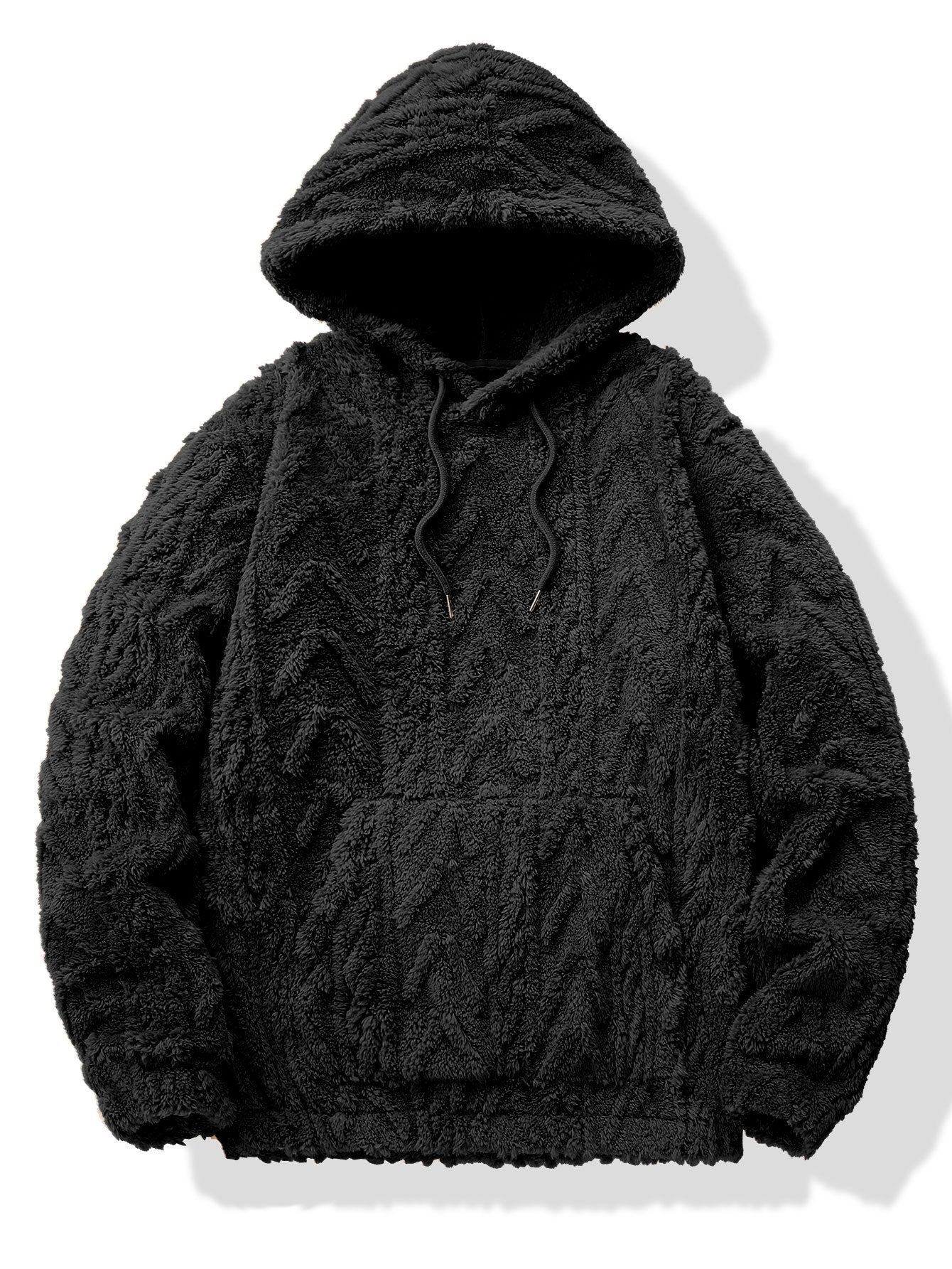 Geometrischer Jacquard Teddy Hoodie - Image 3