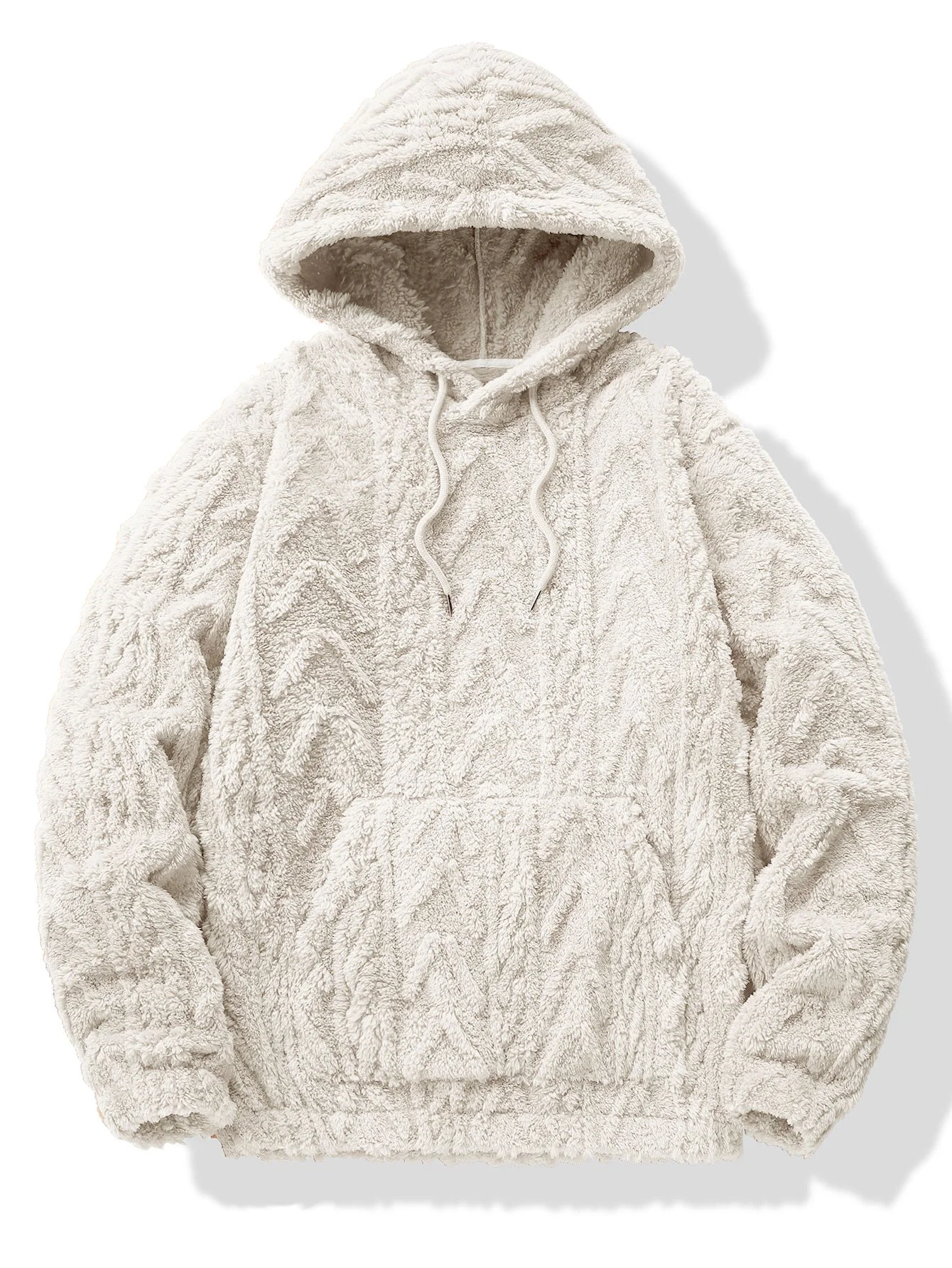 Geometrischer Jacquard Teddy Hoodie - Image 4