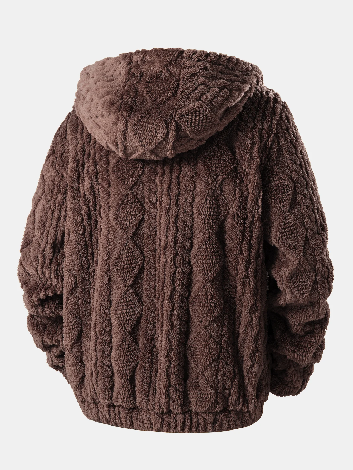 Geometrischer Jacquard Teddy Hoodie - Image 6