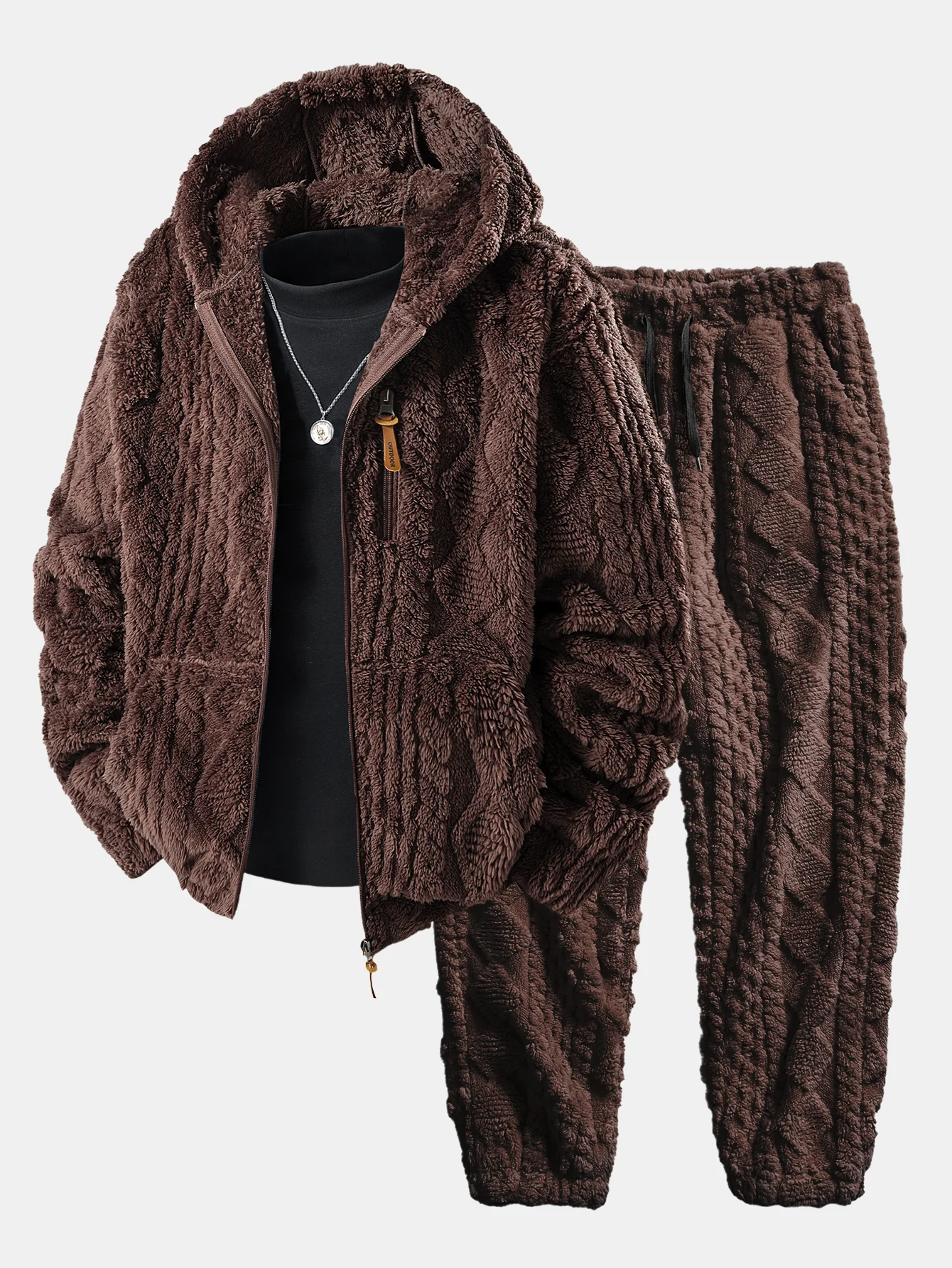 Geometric Jacquard Teddy Hoodie & Geometric Jacquard Pants - Image 3