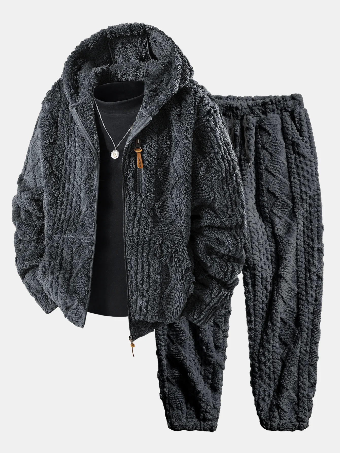 Geometric Jacquard Teddy Hoodie & Geometric Jacquard Pants - Image 4