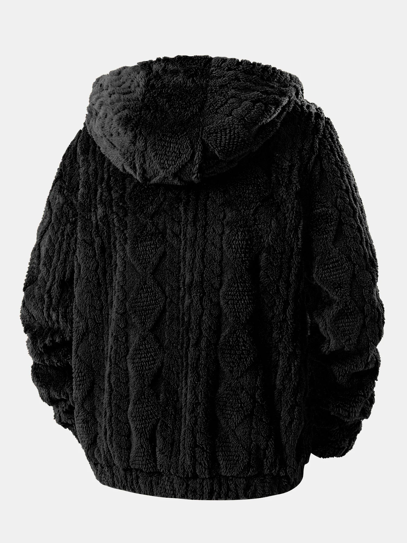 Geometrischer Jacquard Teddy Hoodie - Image 4