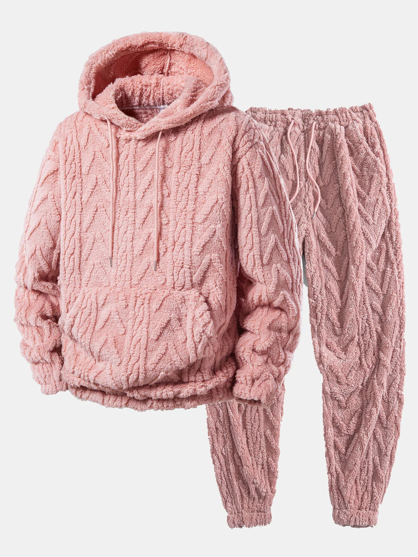 Geometric Jacquard Teddy Hoodie & Jogger Pants - Image 3