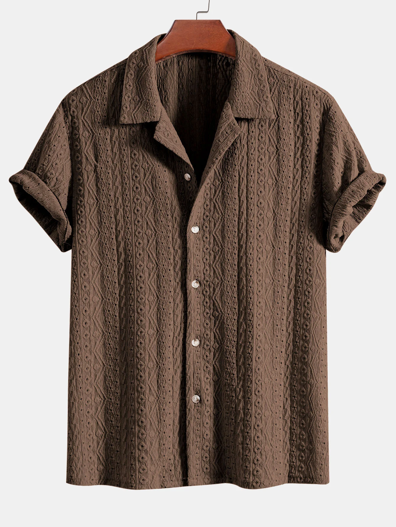 Geometrisches Jacquard-Strukturiertes Cuban Shirt - Image 3