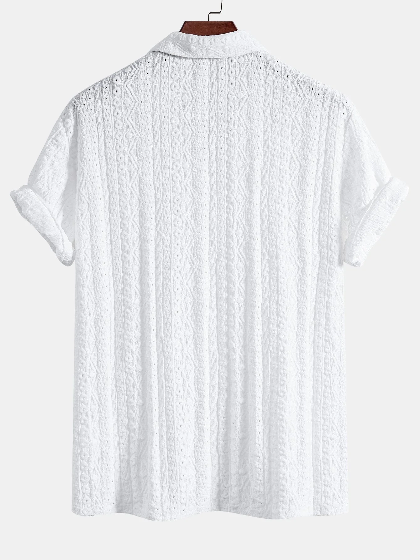 Geometrisches Jacquard-texturiertes Cuban Shirt & Leinen-Baumwoll-Mix Shorts - Image 10