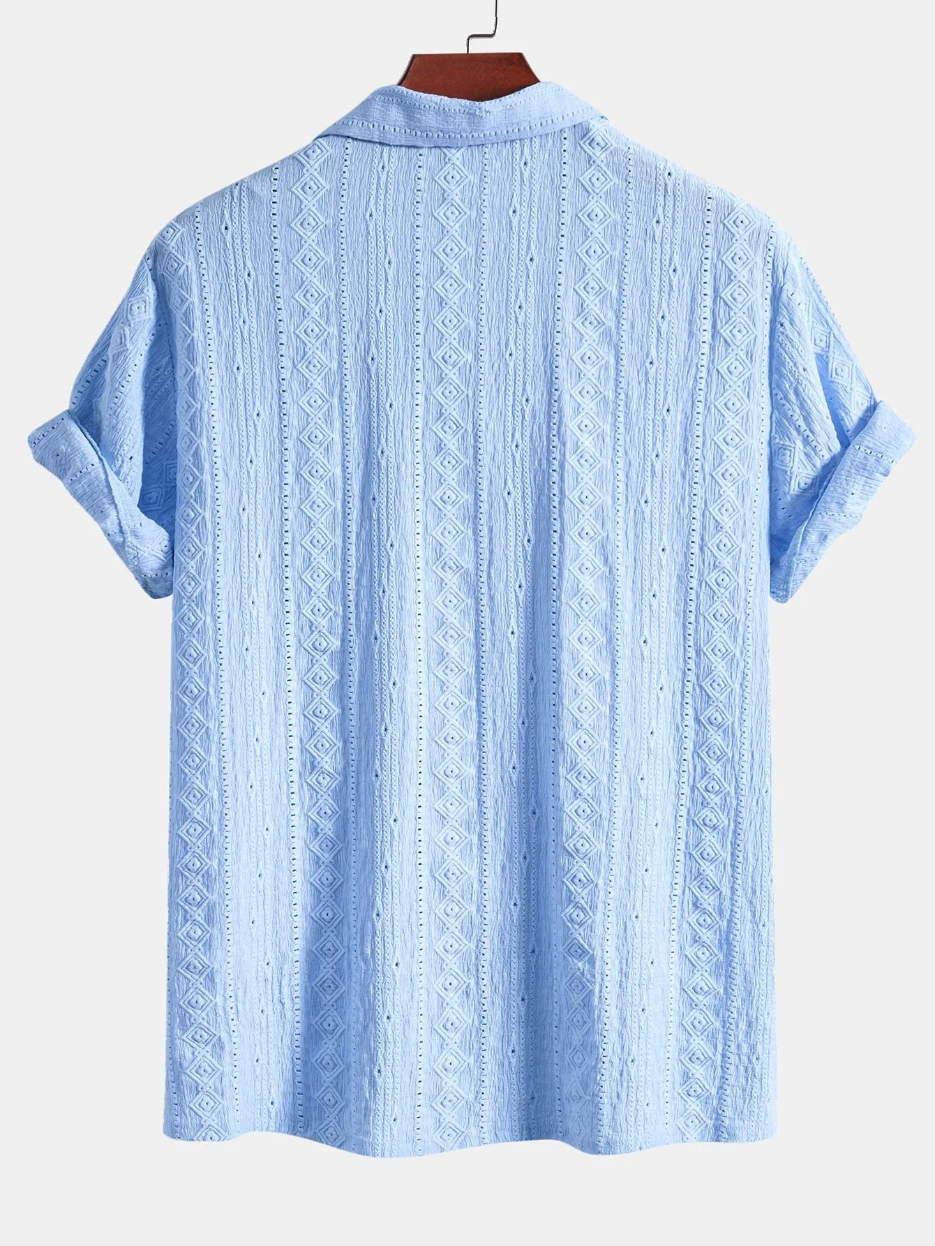 Geometrisches Jacquard-Strukturiertes Cuban Shirt & Gerade geschnittene Leinenhose - Image 8