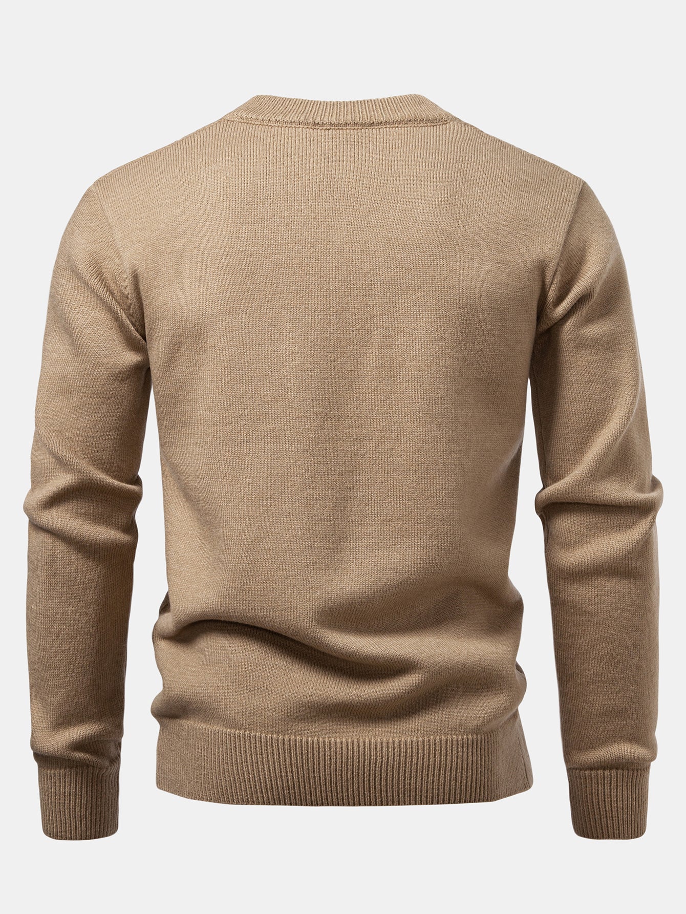 Schwerer geometrischer Jacquard-Pullover mit V-Ausschnitt - Image 2