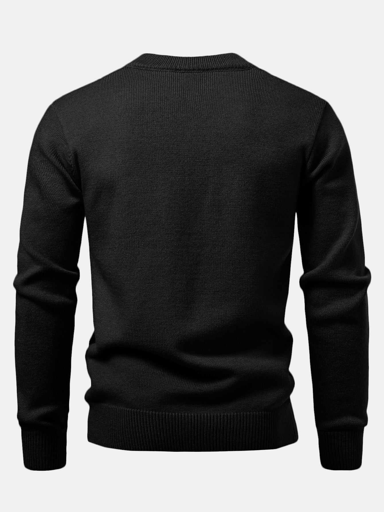 Schwerer geometrischer Jacquard-Pullover mit V-Ausschnitt - Image 6