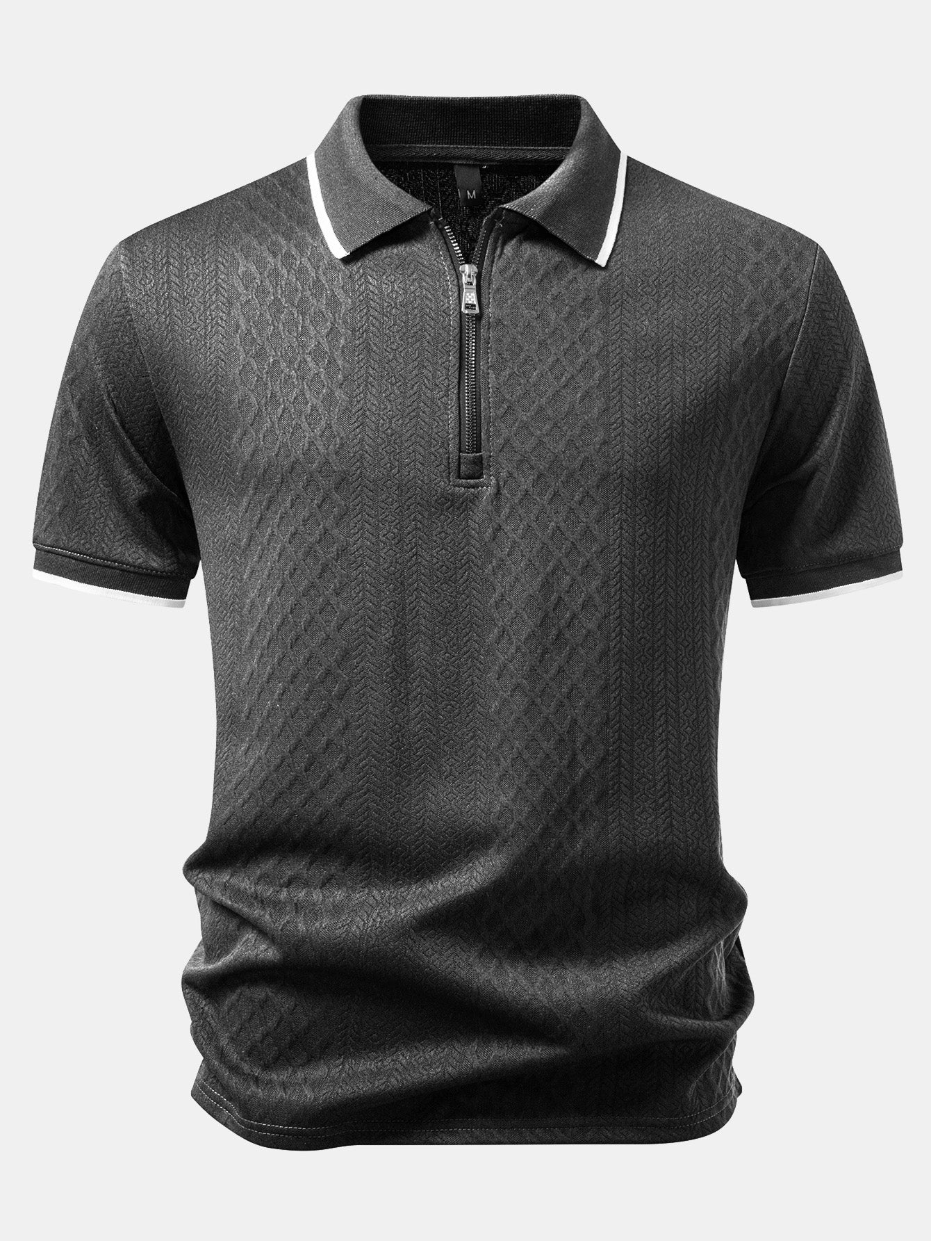 Geometric Jacquard Zipper Polo - Image 11