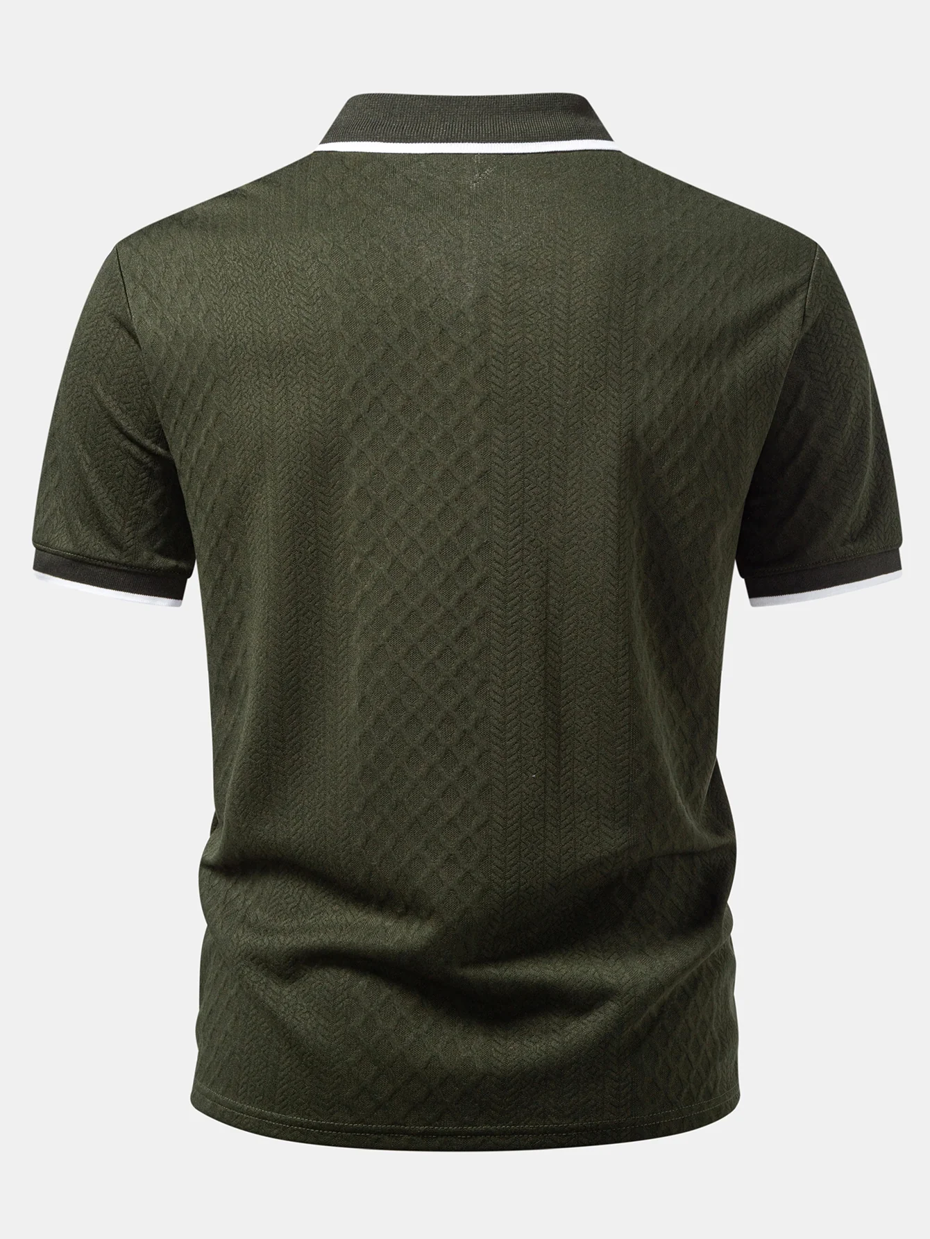 Geometric Jacquard Zipper Polo - Image 2