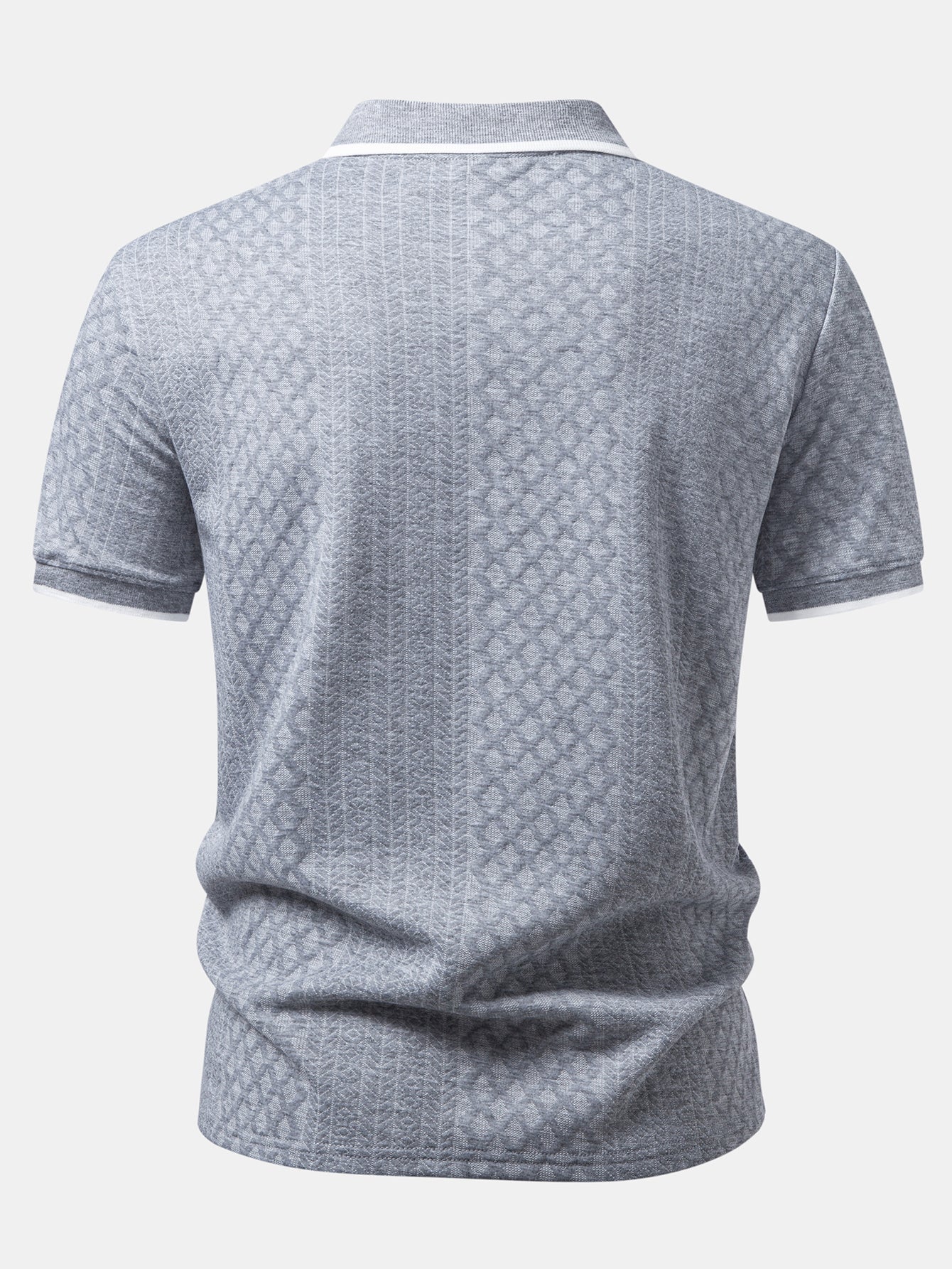 Geometric Jacquard Zipper Polo - Image 4