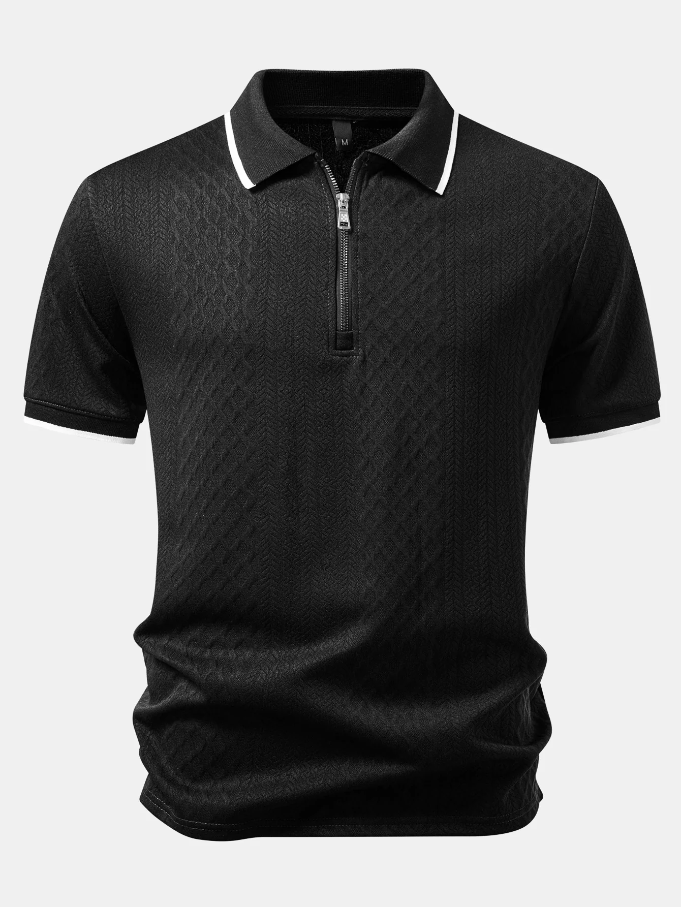 Geometric Jacquard Zipper Polo - Image 5