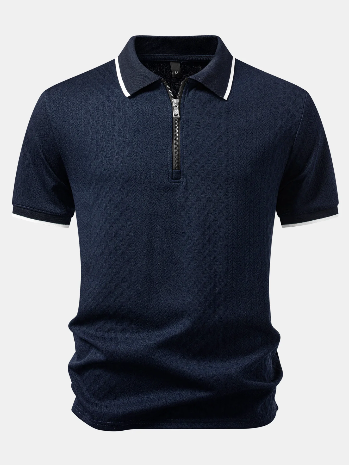 Geometric Jacquard Zipper Polo - Image 6