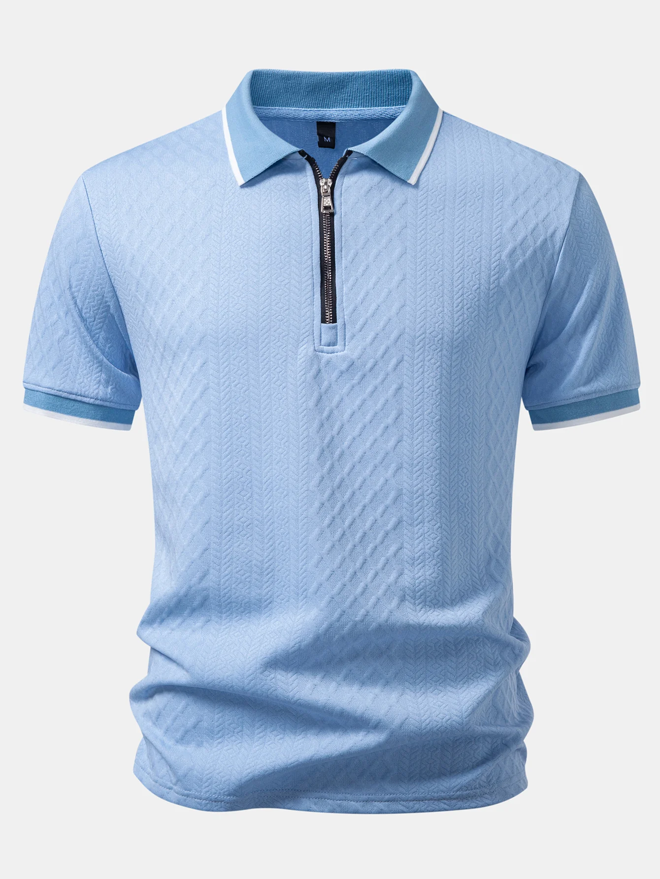 Geometric Jacquard Zipper Polo - Image 7