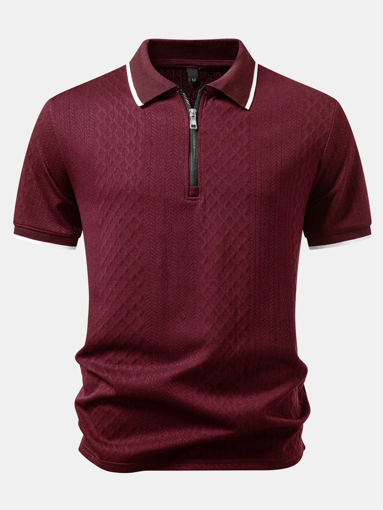 Geometric Jacquard Zipper Polo - Image 8