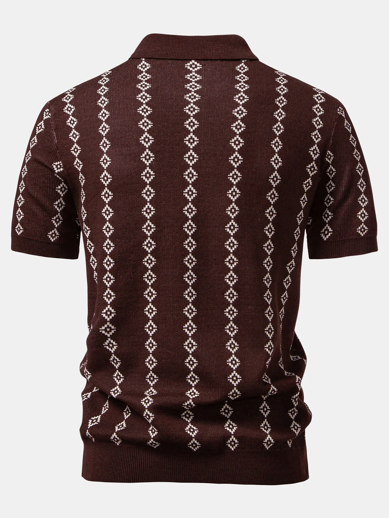 Geometrisch gestricktes Poloshirt mit V-Ausschnitt - Image 6