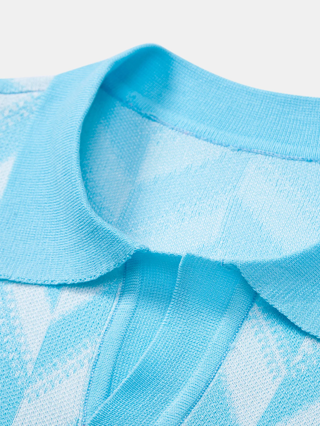 Geometrisch gestricktes V-Ausschnitt Poloshirts-Shirt - Image 3